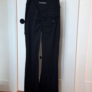 Women Black Cargo Pants YEOREO brand high waisted XXL waist 14 to 16 length 31
